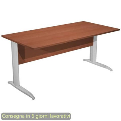 Scrivania fianchi metallo effetto cromato a L Presto 160x80xH.72 cm