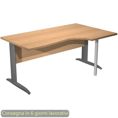 Scrivania a L destra 160x60/80/100xH.72 cm fianchi metallo antracite Presto