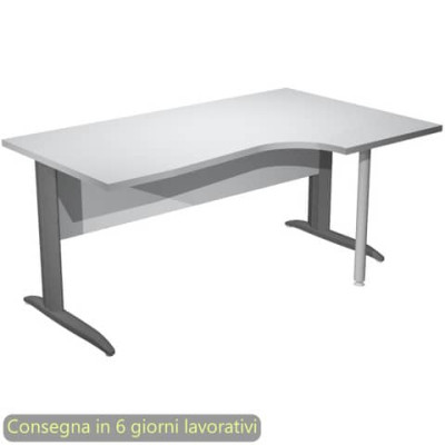 Scrivania a L destra 160x60/80/100xH.72 cm fianchi metallo antracite Presto
