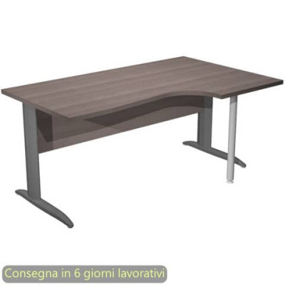 Scrivania a L destra 160x60/80/100xH.72 cm fianchi metallo antracite Presto