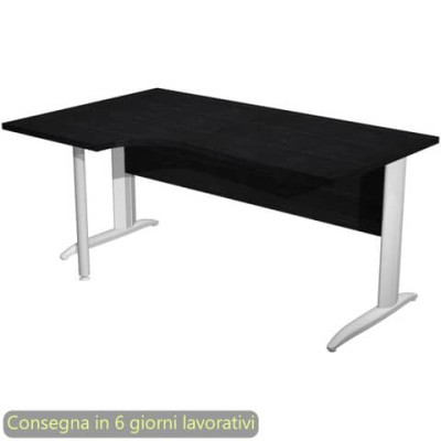 Scrivania a L sinistra Presto Artexport 160x60/80/100xH.72 cm fianchi in metallo bianco