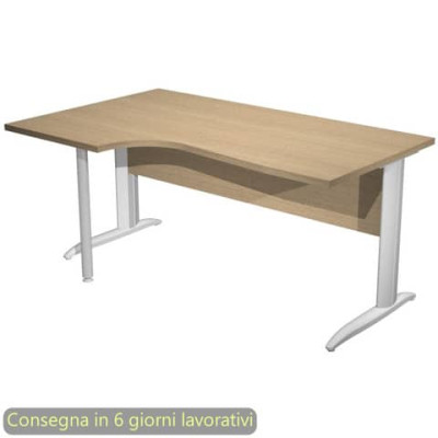 Scrivania a L sinistra Presto Artexport 160x60/80/100xH.72 cm fianchi in metallo grigio