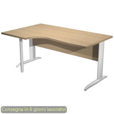 Scrivania a L sinistra Presto Artexport 160x60/80/100xH.72 cm fianchi in metallo bianco