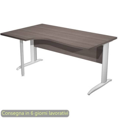 Scrivania a L sinistra Presto Artexport 160x60/80/100xH.72 cm fianchi in metallo grigio