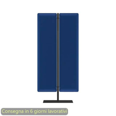 Piantana mobile in metallo nero con 2 pannelli fonoassorbenti Moody 83,8xH.180 cm