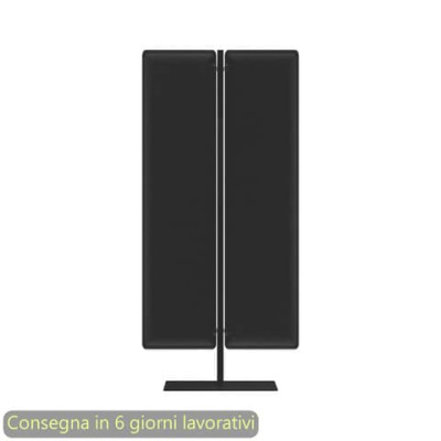 Piantana mobile in metallo nero con 2 pannelli fonoassorbenti Moody 83,8xH.180 cm