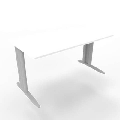 Scrivania Practika P1 gamba a L in acciaio argento - 140x80xH.75 cm