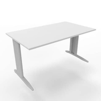 Scrivania Practika P1 gamba a L in acciaio argento - 140x80xH.75 cm