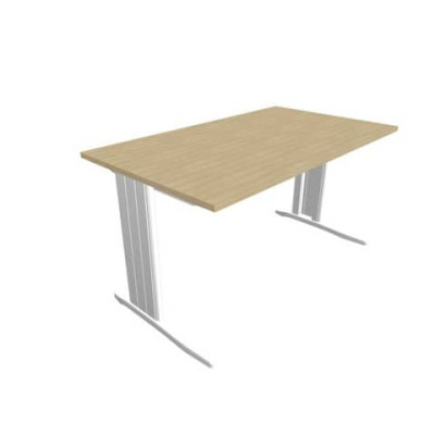 Scrivania Practika P1 gamba a L in acciaio argento - 140x80xH.75 cm
