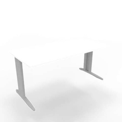 Scrivania Practika P1 gamba a L in acciaio argento - 160x80xH.75 cm