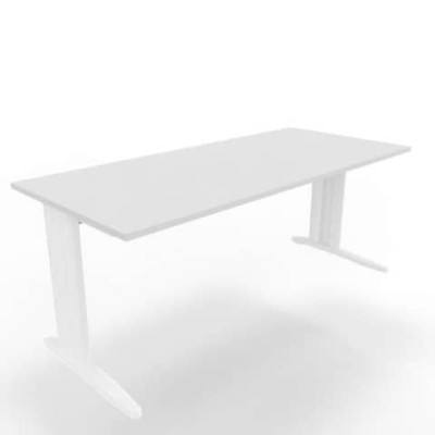 Scrivania Practika P1 gamba a L in acciaio bianca - 180x80xH.75 cm