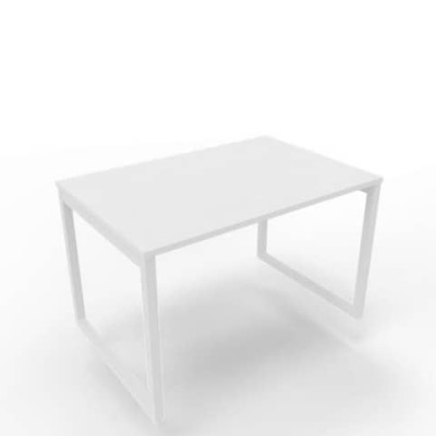 Scrivania Practika P2 gamba ad anello in acciaio bianca - 120x80xH.75 cm