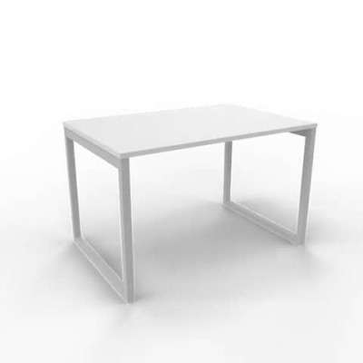Scrivania Practika P2 gamba ad anello in acciaio grigio- 120x80xH.75 cm