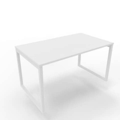 Scrivania Practika P2 gamba ad anello in acciaio bianca - 140x80xH.75 cm