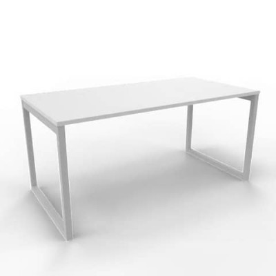 Scrivania Practika P2 gamba ad anello in acciaio argento - 160x80xH.75 cm