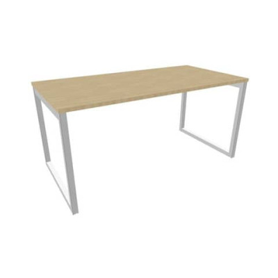 Scrivania Practika P2 gamba ad anello in acciaio argento - 160x80xH.75 cm