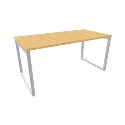 Scrivania Practika P2 gamba ad anello in acciaio argento - 160x80xH.75 cm