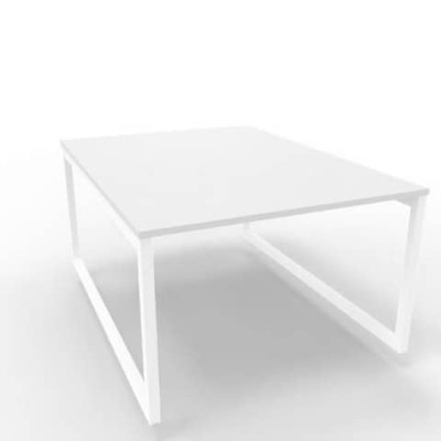 Bench postazione doppia gambe ad anello in acciaio bianco 120x160xH.75 cm