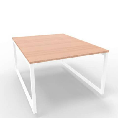 Bench postazione doppia gambe ad anello in acciaio bianco 120x160xH.75 cm
