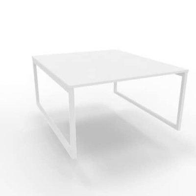 Bench postazione doppia gambe ad anello in acciaio bianco 140x160xH.75 cm