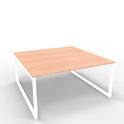Bench postazione doppia gambe ad anello in acciaio bianco 140x160xH.75 cm