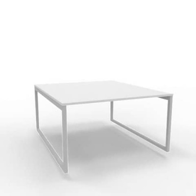 Bench postazione doppia gambe ad anello in acciaio argento 140x160xH.75 cm