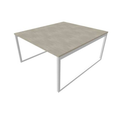 Bench postazione doppia gambe ad anello in acciaio argento 140x160xH.75 cm