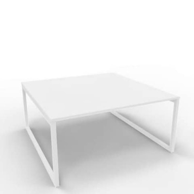 Bench postazione doppia gambe ad anello in acciaio bianco 160x160xH.75 cm