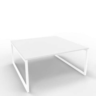 Bench postazione doppia gambe ad anello in acciaio bianco 160x160xH.75 cm