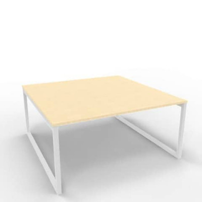 Bench postazione doppia gambe ad anello in acciaio bianco 160x160xH.75 cm