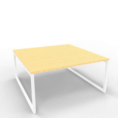 Bench postazione doppia gambe ad anello in acciaio bianco 160x160xH.75 cm