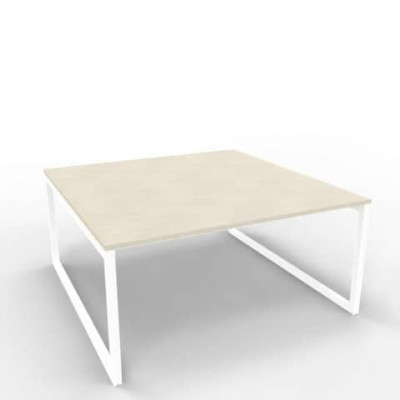 Bench postazione doppia gambe ad anello in acciaio bianco 160x160xH.75 cm