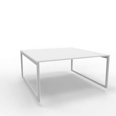 Bench postazione doppia gambe ad anello in acciaio argento 160x160xH.75 cm