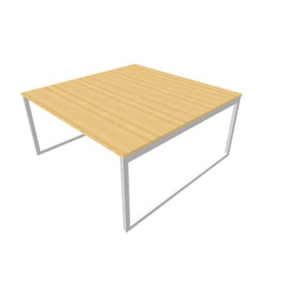 Bench postazione doppia gambe ad anello in acciaio argento 160x160xH.75 cm