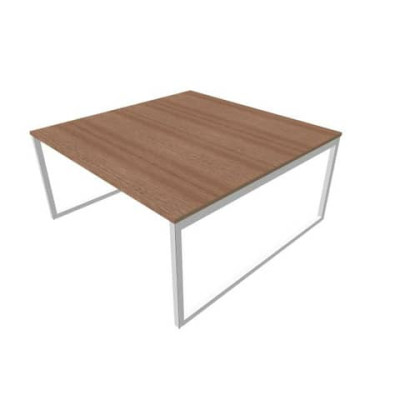 Bench postazione doppia gambe ad anello in acciaio argento 160x160xH.75 cm