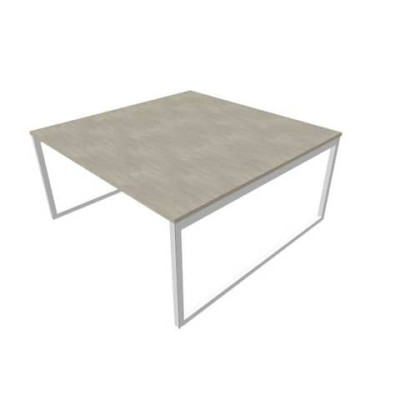 Bench postazione doppia gambe ad anello in acciaio argento 160x160xH.75 cm