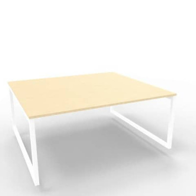 Bench postazione doppia gambe ad anello in acciaio bianco 180x160xH.75 cm
