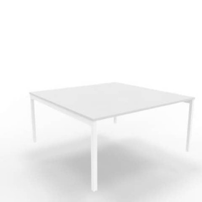 Bench postazione doppia gambe a ponte in acciaio bianco 160x160xH.75 cm