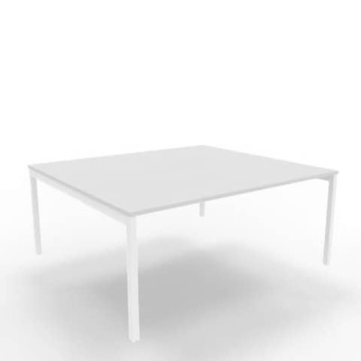 Bench postazione doppia gambe a ponte in acciaio bianco 180x160xH.75 cm