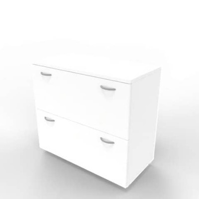 Armadio base con due classificatori estraibili scocca bianca 90x45xH.81,5 cm