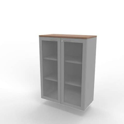 Armadio maxi ante vetro e telaio MDF scocca argento 90x45xH.123,2 cm