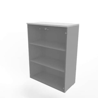 Armadio maxi con ante vetro fumè scocca argento 90x45xH.123,2 cm