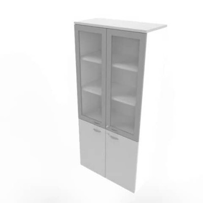 Armadio super ante base legno e maxi vetro scocca MDF bianca 90x45xH.200 cm