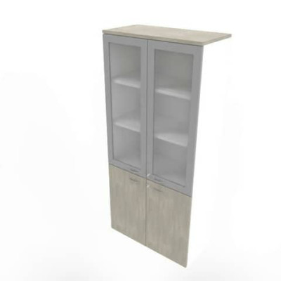 Armadio super ante base legno e maxi vetro scocca MDF bianca 90x45xH.200 cm