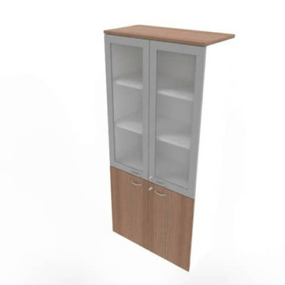Armadio super ante base legno e maxi vetro scocca MDF bianca 90x45xH.200 cm