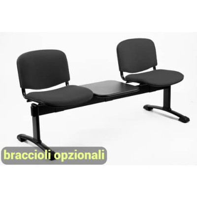 Panca 2 posti collettività Dado D52PT con tavolino - rivestimento eco