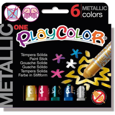 Playcolor tempera solida in stick 6 colori assortiti metallic - 10 gr 10321