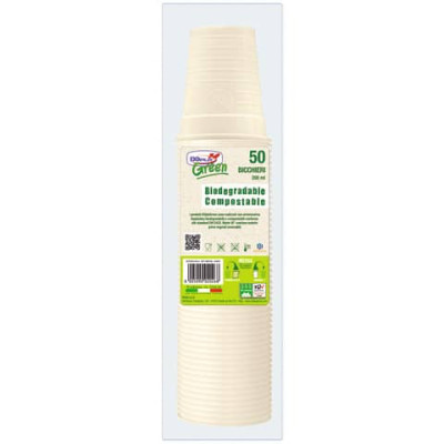 Bicchieri in Mater-BI Dopla Green avorio 200 ml - conf. 50 pz 48026