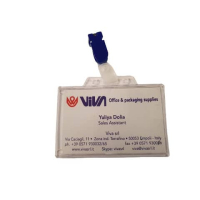 Portanome Viva rigido con clip in metallo 88x53mm pvc conf. 50pz trasparente - 138+150PL