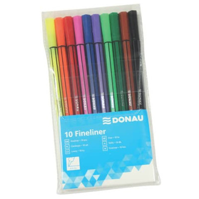 Set fineliner con inchiostro a base acqua Donau conf. 10 pz multicolore 330257099